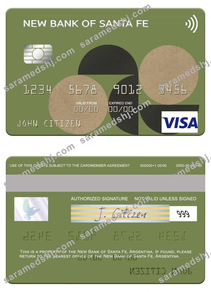 Argentina New Bank of Santa Fe visa card